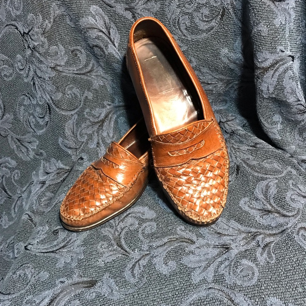 Vintage San Ramo Mahogany Weaved Leather Men’s 12 Dress Loafer